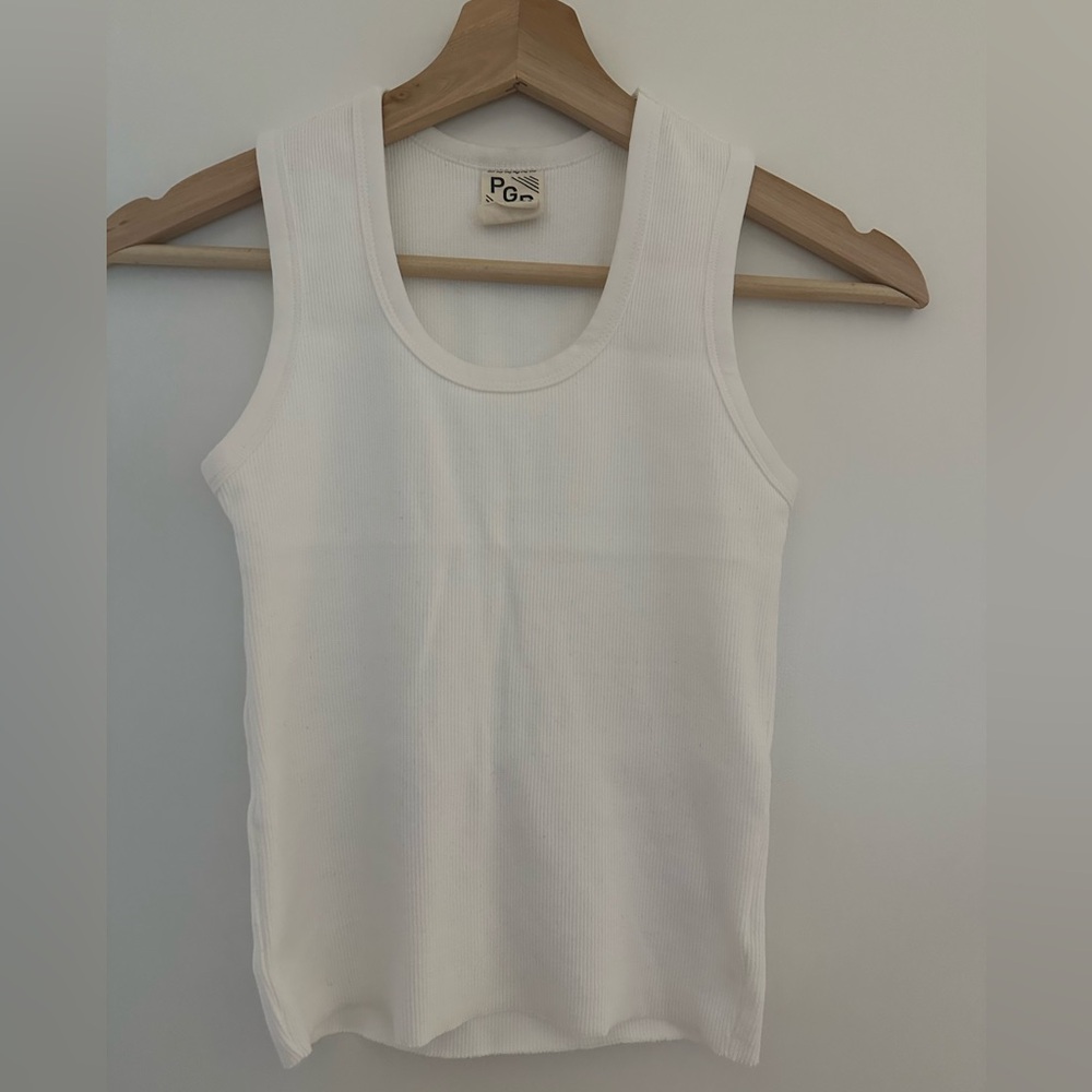 BNWOT- Plenty PGD White Thick Ribbed Tank Top (XXS)